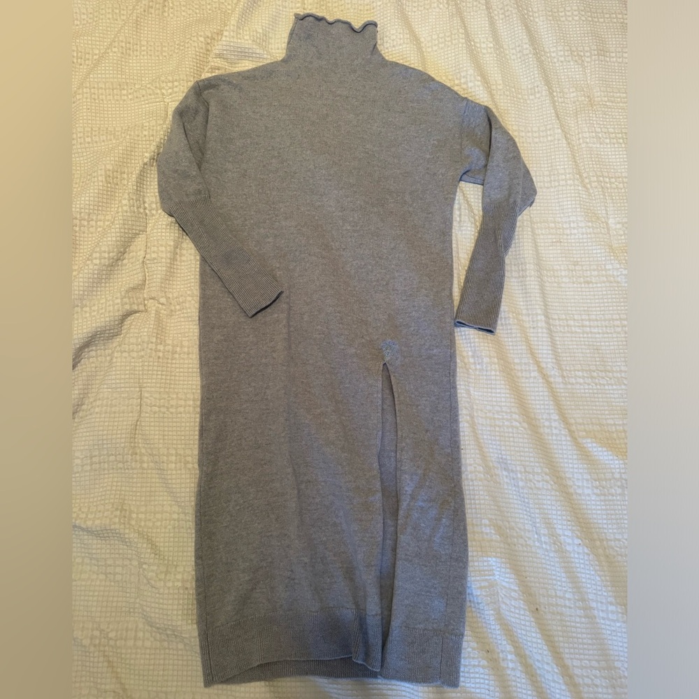Aritzia Wilfred Wool sweater dress modified to have high slit and embroidery